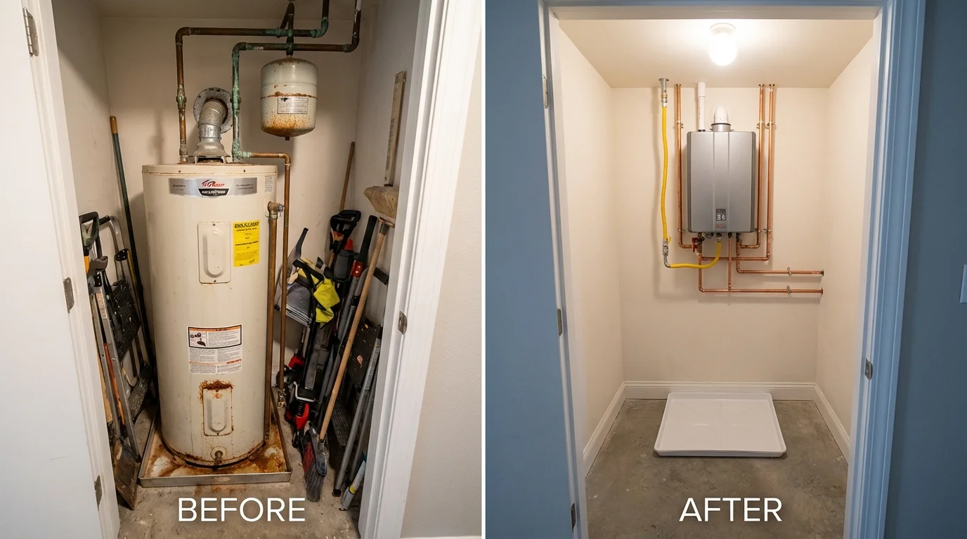 Tank water heater versus wall-mounted tankless unit comparison for Biloxi, MS homeowners