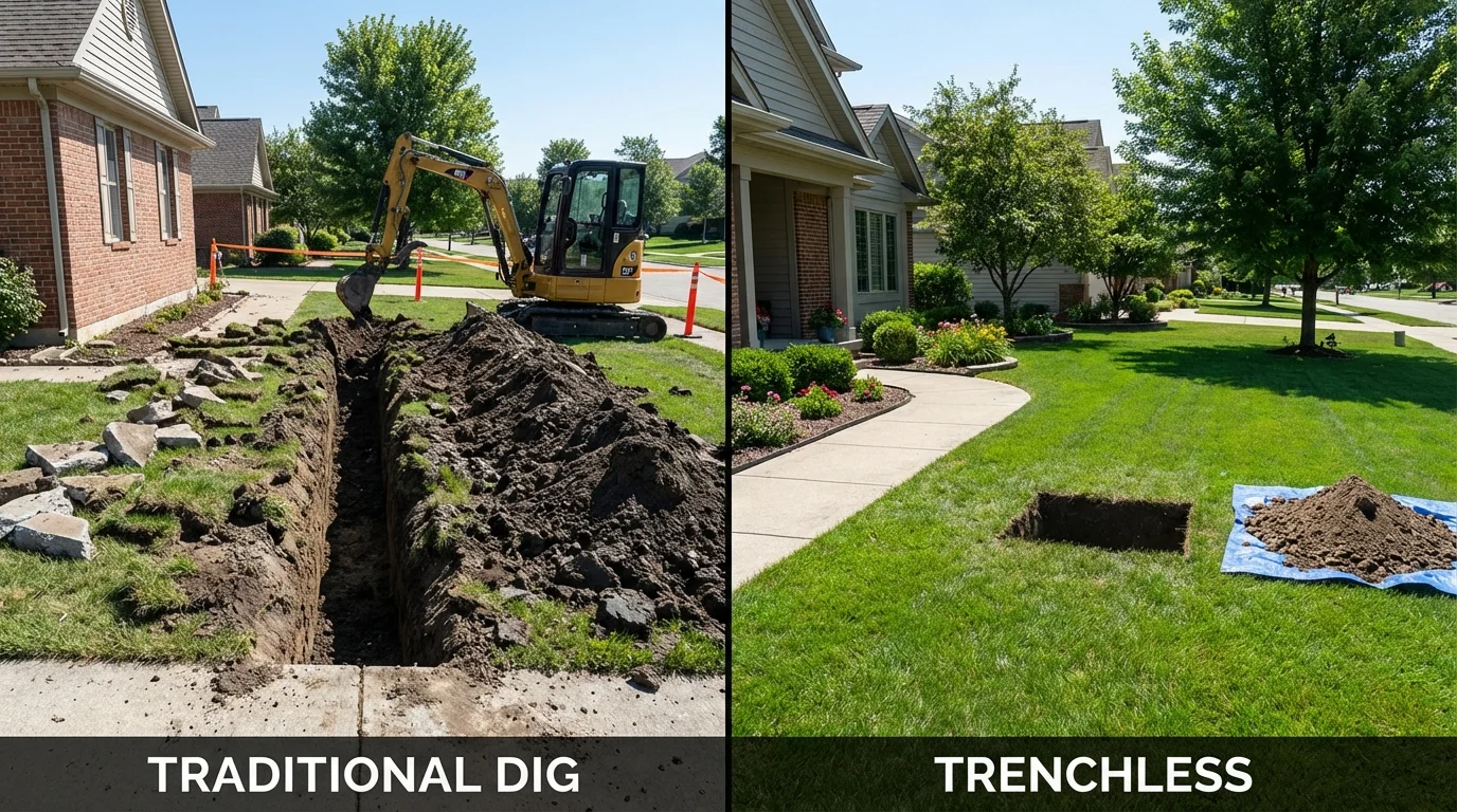 Trenchless sewer repair with minimal yard damage versus traditional excavation in Biloxi, MS